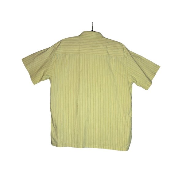 Aigle Mens XL Yellow Green Cotton Button Down Short Sleeve Shirt - Picture 3 of 5